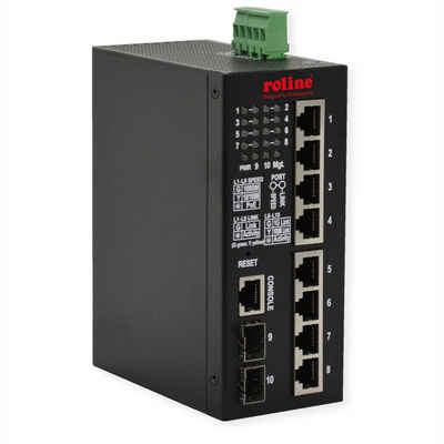 ROLINE Industrial Gigabit Switch, 10 Ports, PoE+, Smart Managed, 240W Netzwerk-Switch