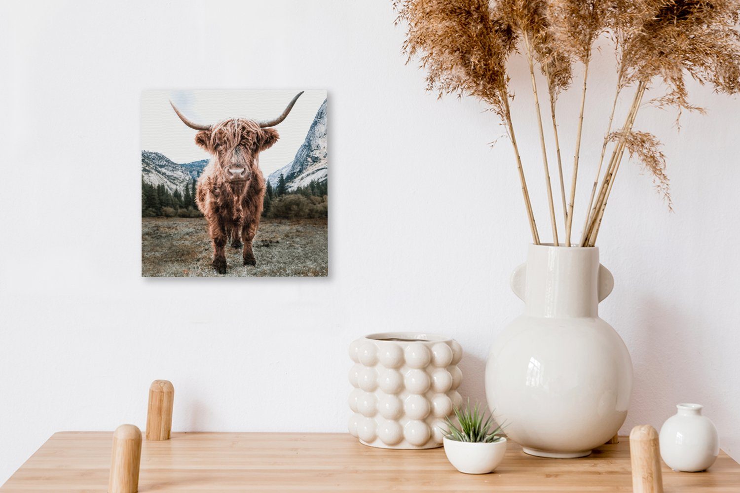 Highlander Bilder (1 St), Schlafzimmer Leinwand Leinwandbild - OneMillionCanvasses® Wohnzimmer Berg für - Schottischer Tiere,