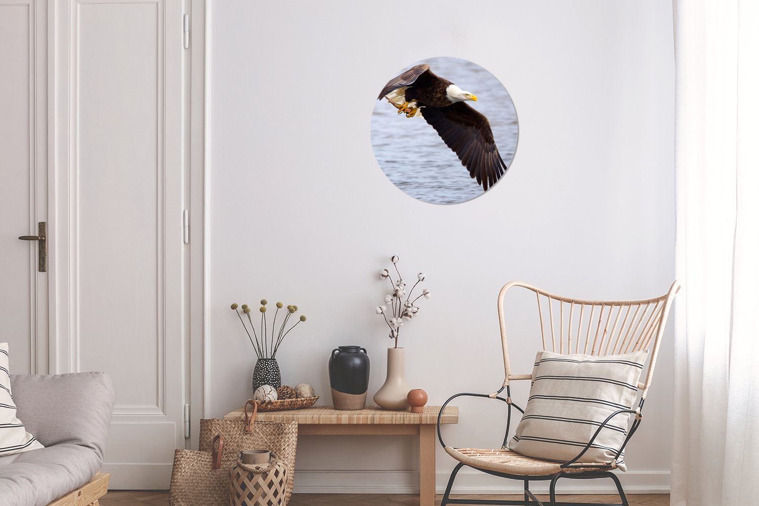 MuchoWow Wandsticker Amerikanischer Weißkopfseeadler Biss Tapetenkreis Kinderzimmer, Tapetenaufkleber, (1 für Rund, einen hat St), Wohnzimmer