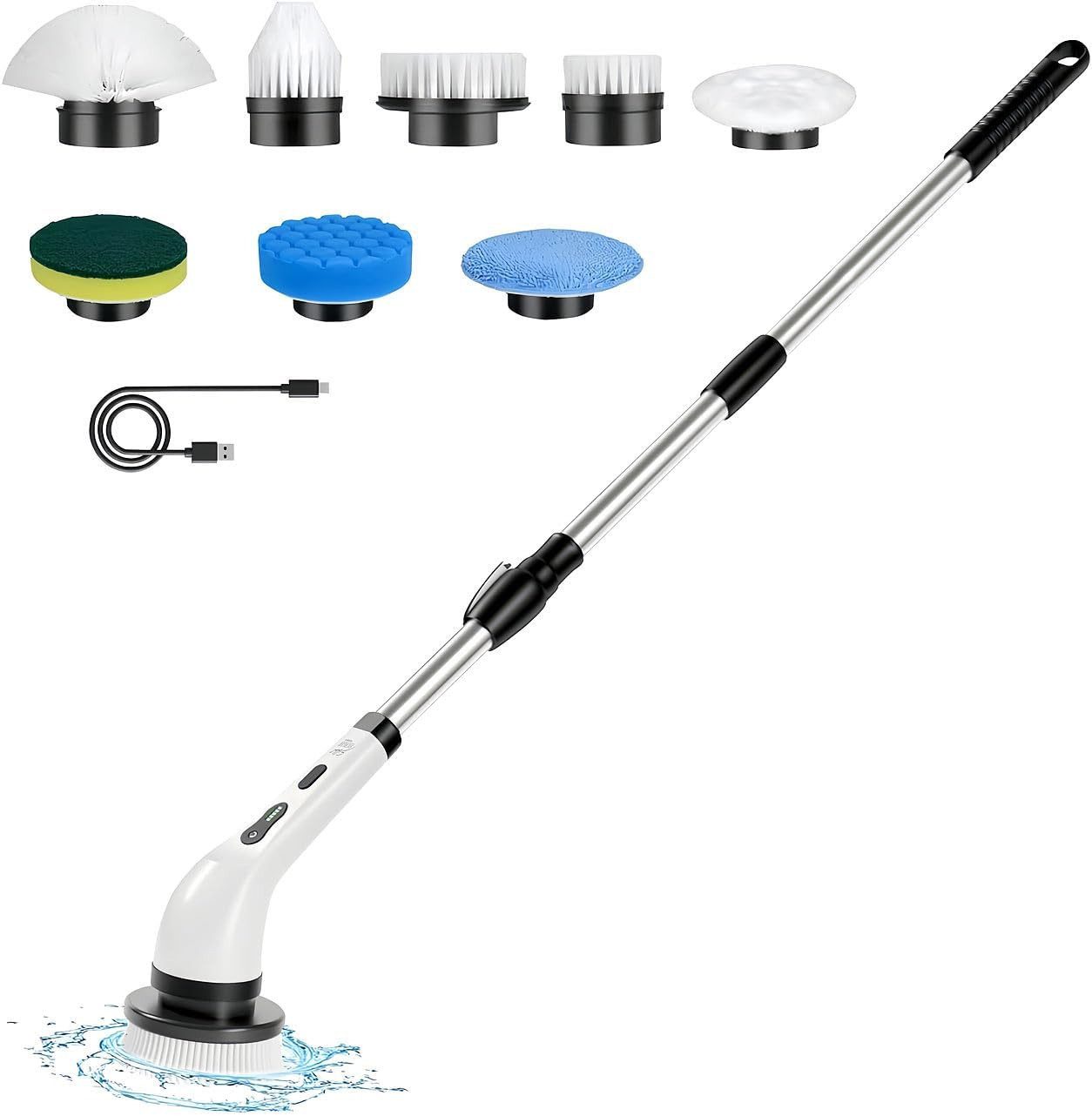 Athlix Reinigungsbürste Multifunktionale kabellose elektrische Reinigungsbürste, Fugen, Fahrzeuginnenraum, Badewanne, Geschirr, Küche, Fliesen, Möbel, 9 Spezial-Aufsätze für jede Reinigungsaufgabe, LED-Digitalanzeige