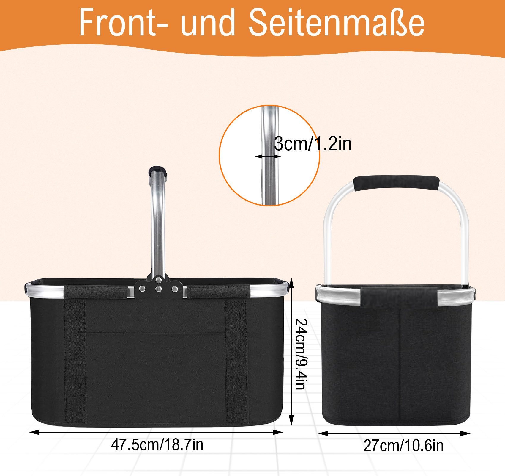 ElitVita Einkaufskorb 30L Faltkorb Picknickkorb, klappbar, mit Rutschfeste günstig online kaufen