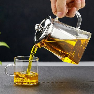 Caterize Teekanne Glasteekanne mit Siebaufsatz,Teekanne Glas mit Herausnehmbaren Filter