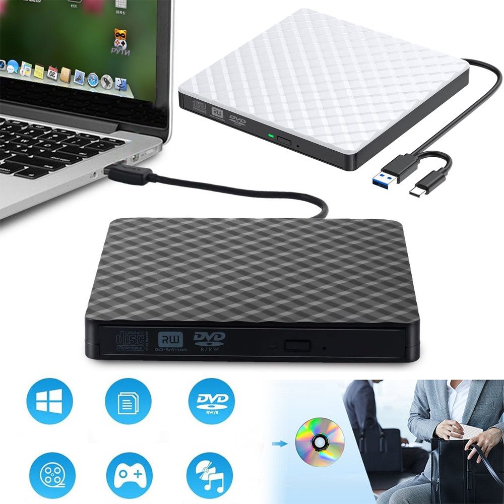 Externe CD DVD RW Laufwerk USB 3.0 Typ-C, für alle PC/Desktop Portable CD-Brenner