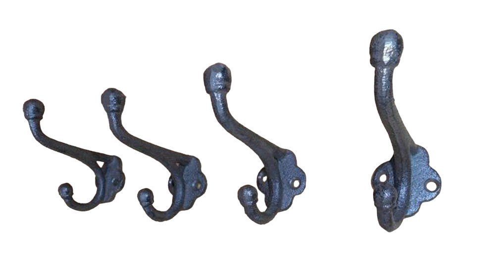 Deko-Impression Doppelhaken Haken-Set 4er Set stabile Doppelhaken Gusseisen Wandhaken Landhausstil, (4-St)