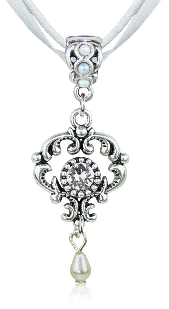 LUISIA® Kette mit Anhänger Halskette "Malou" mit Ornament Anhänger und Kristall von Swarovski® (inkl. Schmuckbox)