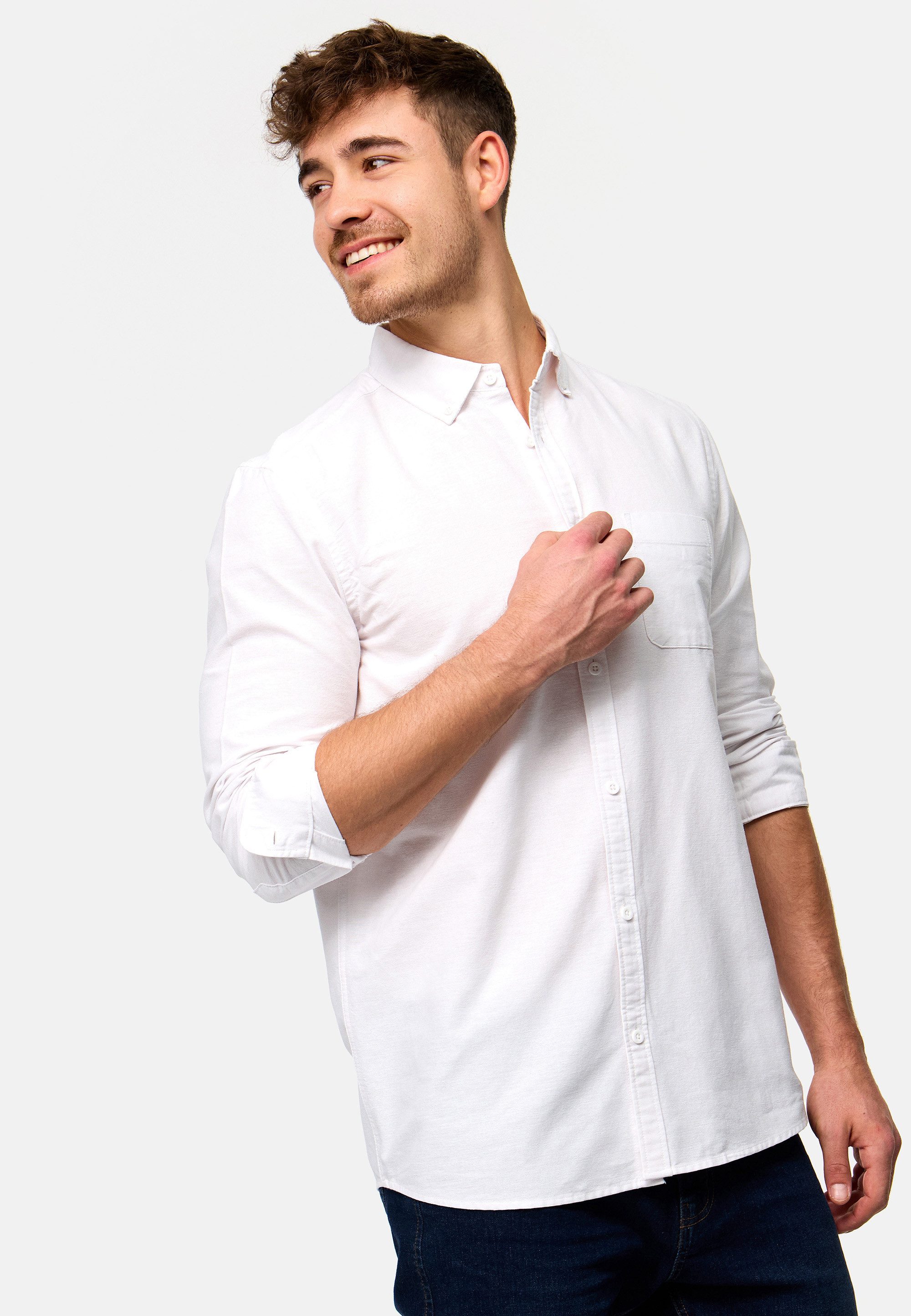Indicode Langarmhemd Herren Kepner Herrenhemd Langarm mit Button-Down-Krage günstig online kaufen