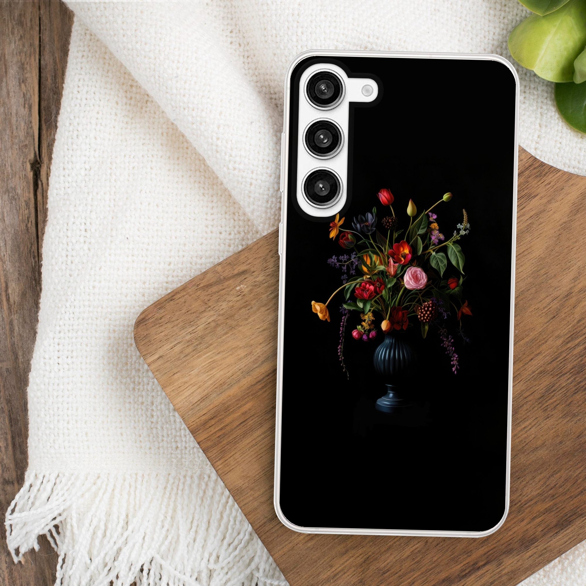 MuchoWow Handyhülle für Samsung Galaxy S23 Plus Blumen - Beeren - Klassisch, Phone Case, Silikon, Schutzhülle Dünn