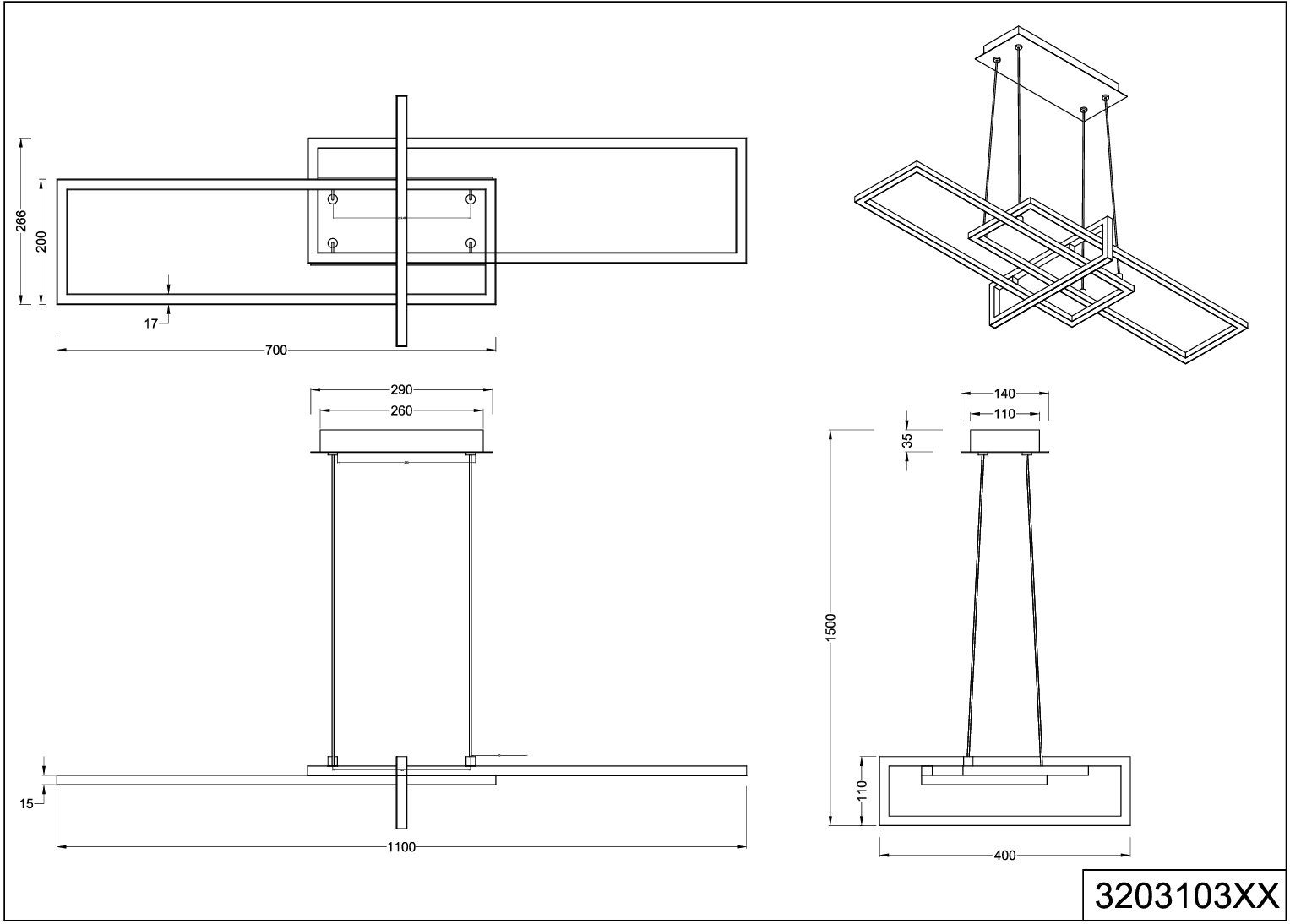 integriert, mehrere Wandschalter über TRIO mit ALICA, Leuchten LED Helligkeitsstufen, Pendelleuchte Switch dimmbar, Dimmer, 150 cm fest Abhängung Neutralweiß, LED