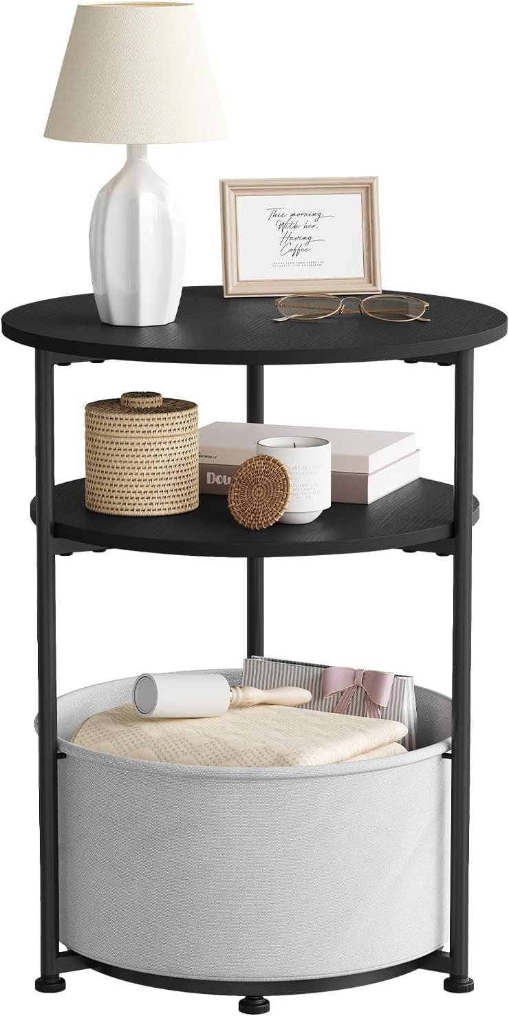 Woltu Couchtisch (1-St), dreistufiger Kleiner Beistelltisch, nachttisch rund, MDF