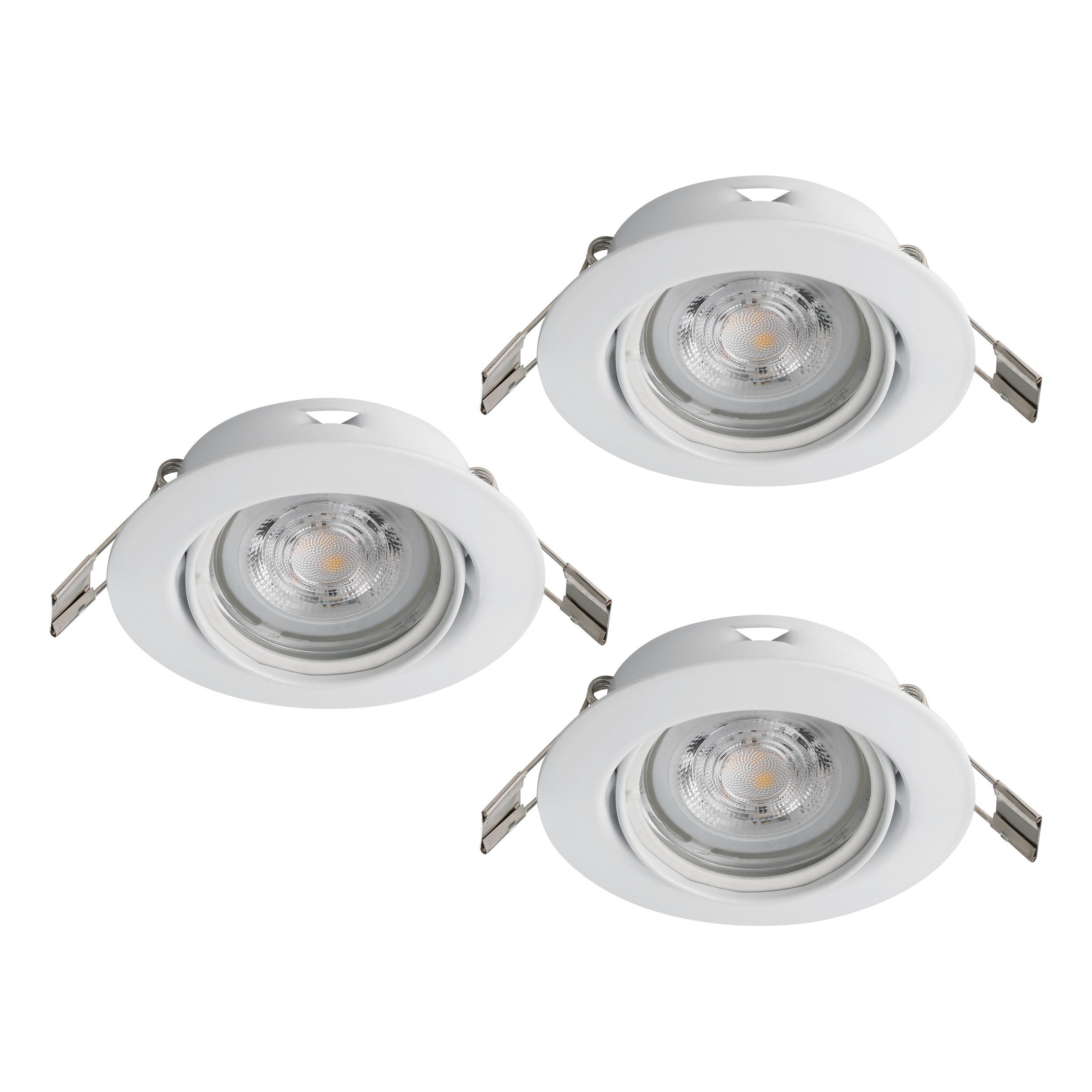 EGLO LED Einbauleuchte Favazzina, Leuchtmittel inklusive, 3er Set LED Einbaustrahler, Deckenspot, Deckenstrahler, Ø 8,8 cm