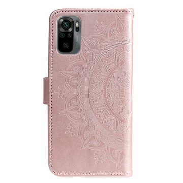 CoverKingz Handyhülle Hülle für Xiaomi Redmi Note 10/Note 10S Handyhülle Flip Case Cover 16,5 cm (6,5 Zoll), Klapphülle Schutzhülle mit Kartenfach Schutztasche Motiv Mandala
