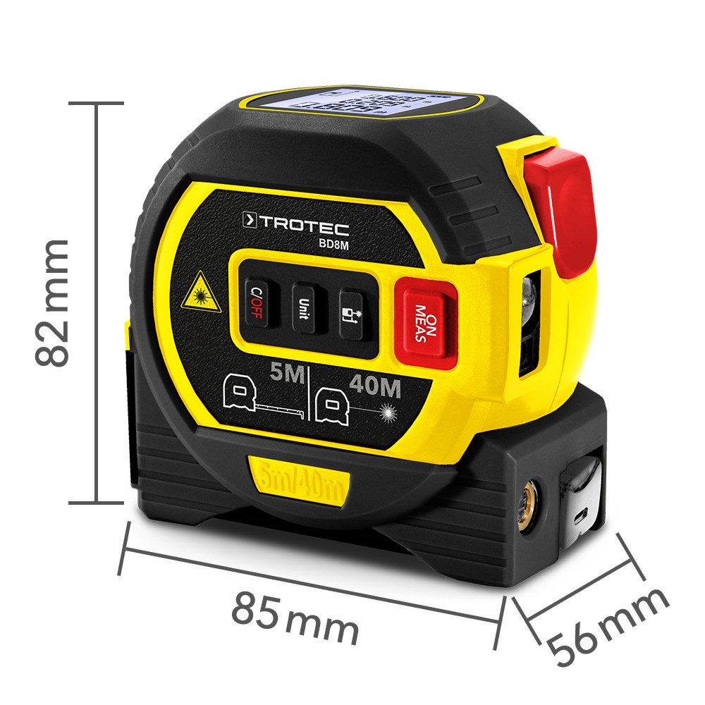 TROTEC Multimesser Laser-Distanzmessgerät BD8M, 0,05 m bis 40 m Laser-Entfernungsmessung