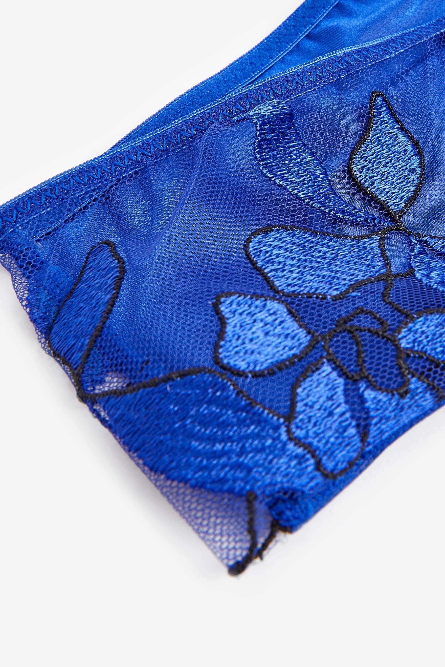 mit (1-St) Blue Stickereien Slip Slip Next floralen Cobalt Brasilianischer