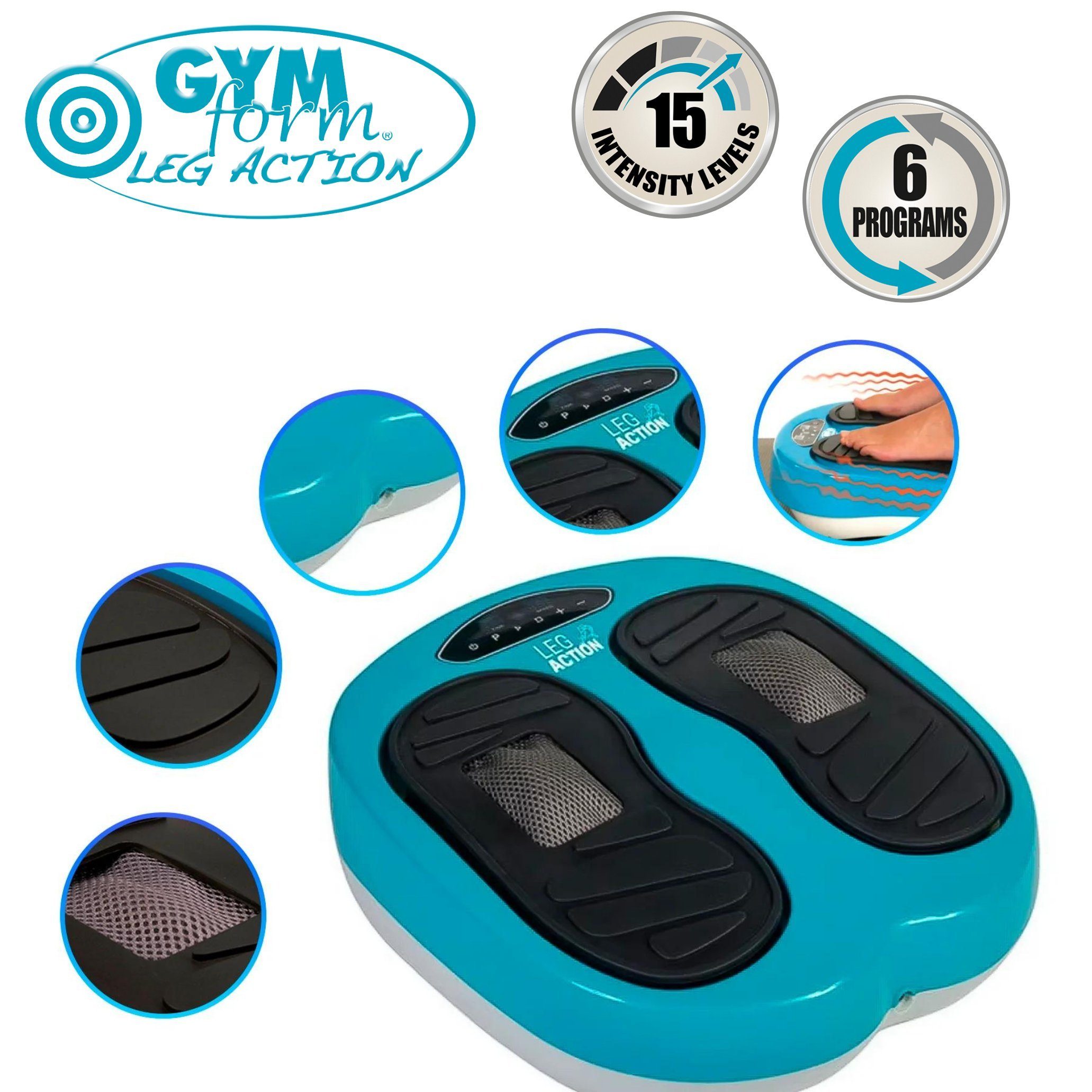 Gymform® Fußmassagegerät Leg Action, Spar-Set 1-tlg., 1er oder 2er Pack 4 oder 8 Programme, Durchblutungsstörungen bekämpfen, Wellness für die Füße, Fernbedienung