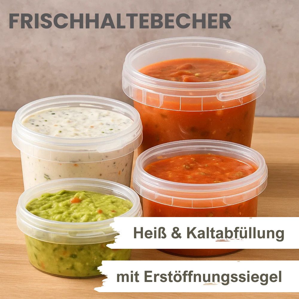 mikken Frischhaltedose 365 ml mit Deckel Plastikdose Lebensmittelbox Feinkostbecher, (Spar-Set, 10-tlg., 10-100er Set), sicher für kalte und heiße Inhalte bis 9 – Bild 5 von 5