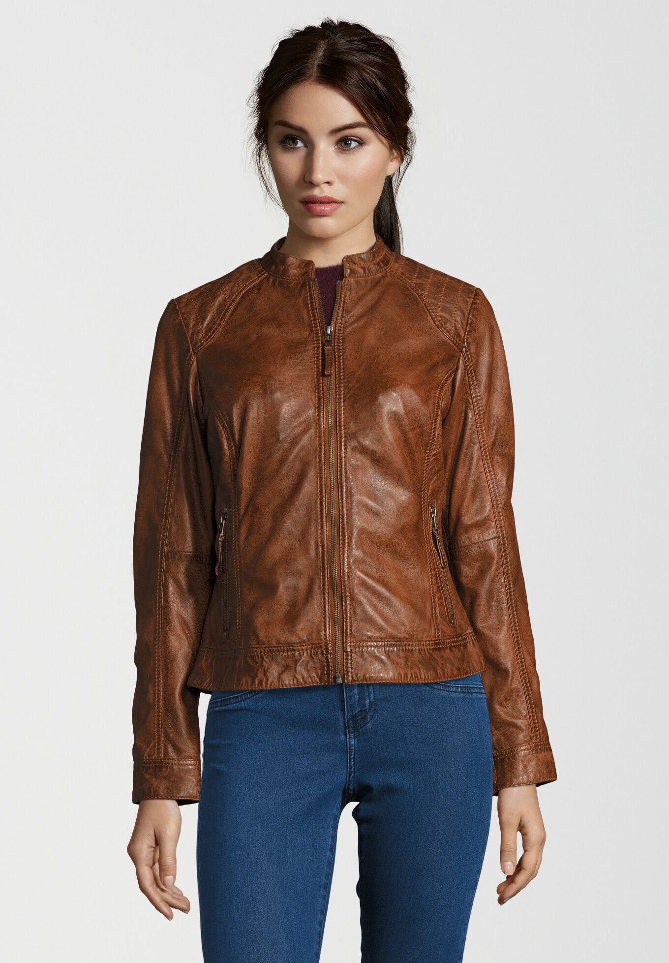 H.I.S Lederjacke SALENA (1-St) mit Stickereien im Schulterbereich