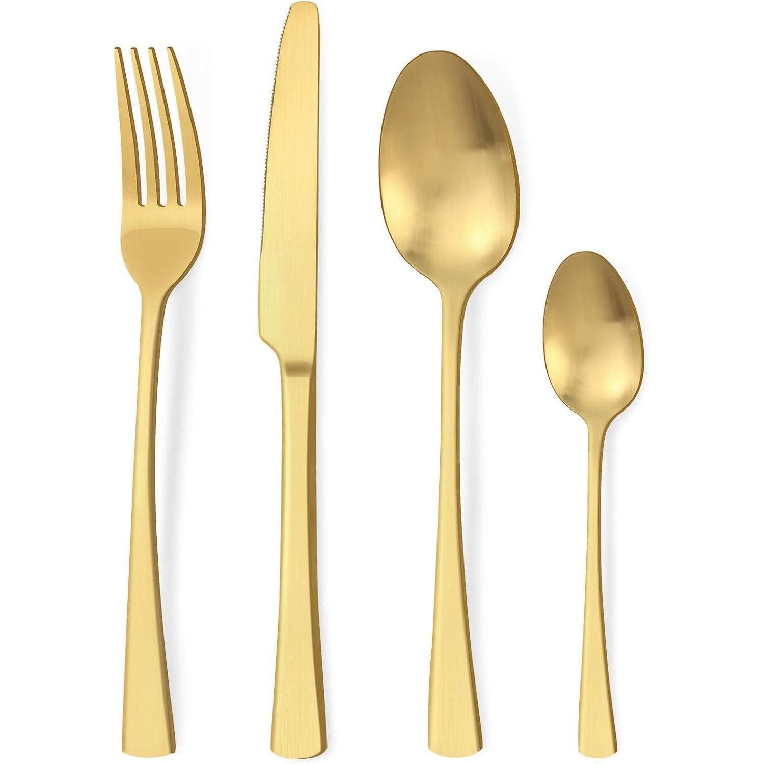 LuxusKollektion Besteck-Set Besteckset Edelstahl Matt Gold Messer 24 Teilig-matt Gold 24 teilig