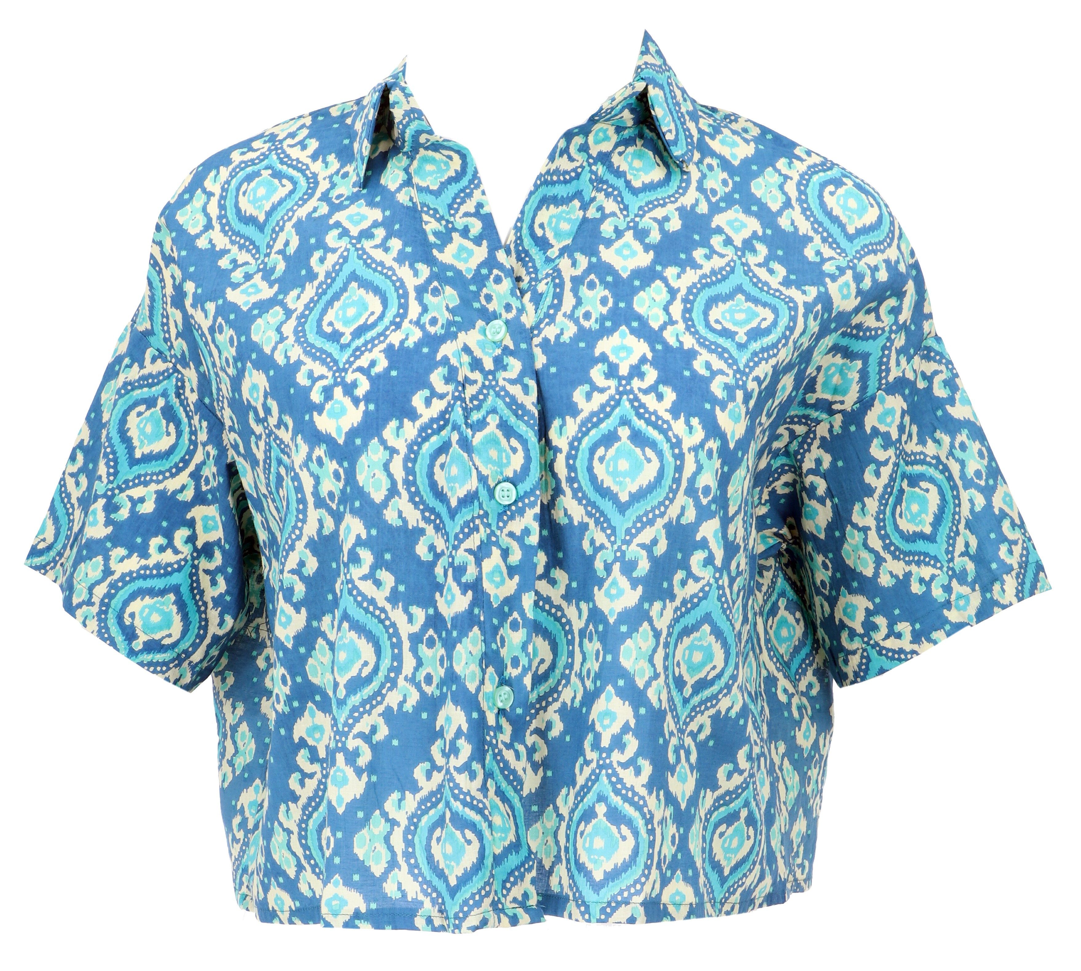 Guru-Shop Longbluse Boho Blusentop, Basic Kurzarmbluse, günstig online kaufen