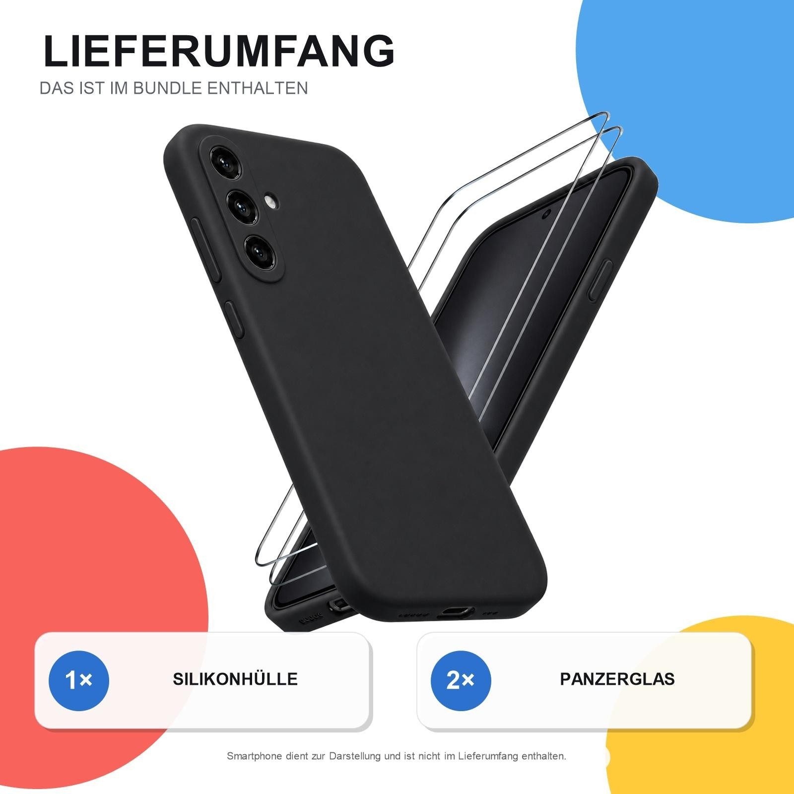 CoolGadget Handyhülle Silikon Pro Schutzhülle inkl. 2x Glas Display Schutzfolie, weiches Innenfutter Cover für Samsung Galaxy A37 5G Schutz Tasche – Bild 2 von 5