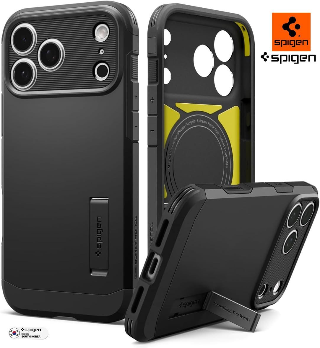 Spigen Handyhülle Hülle für iPhone 17 Pro Max Magsafe Schutzhülle Robust Handyhülle 6,9 Zoll, MagSafe, XRD Impact Foam, Camera Control kompatibel, Mit Standfuß
