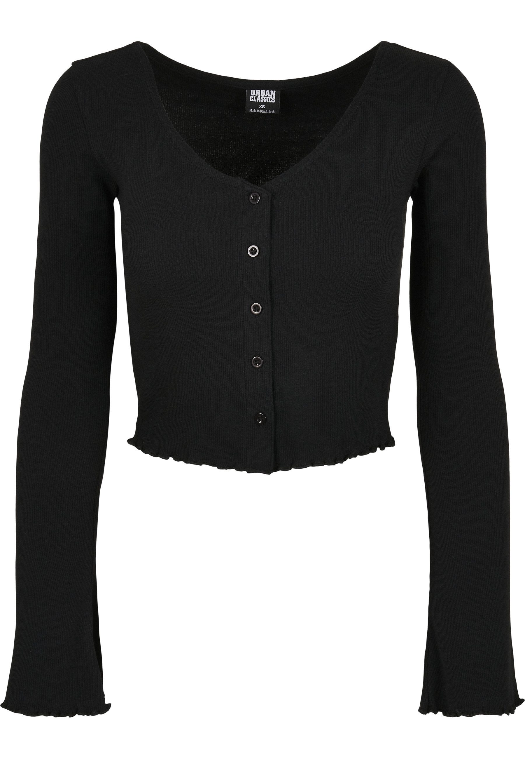 URBAN CLASSICS Langarmshirt Urban Classics Damen Ladies Cropped Rib Cardiga günstig online kaufen