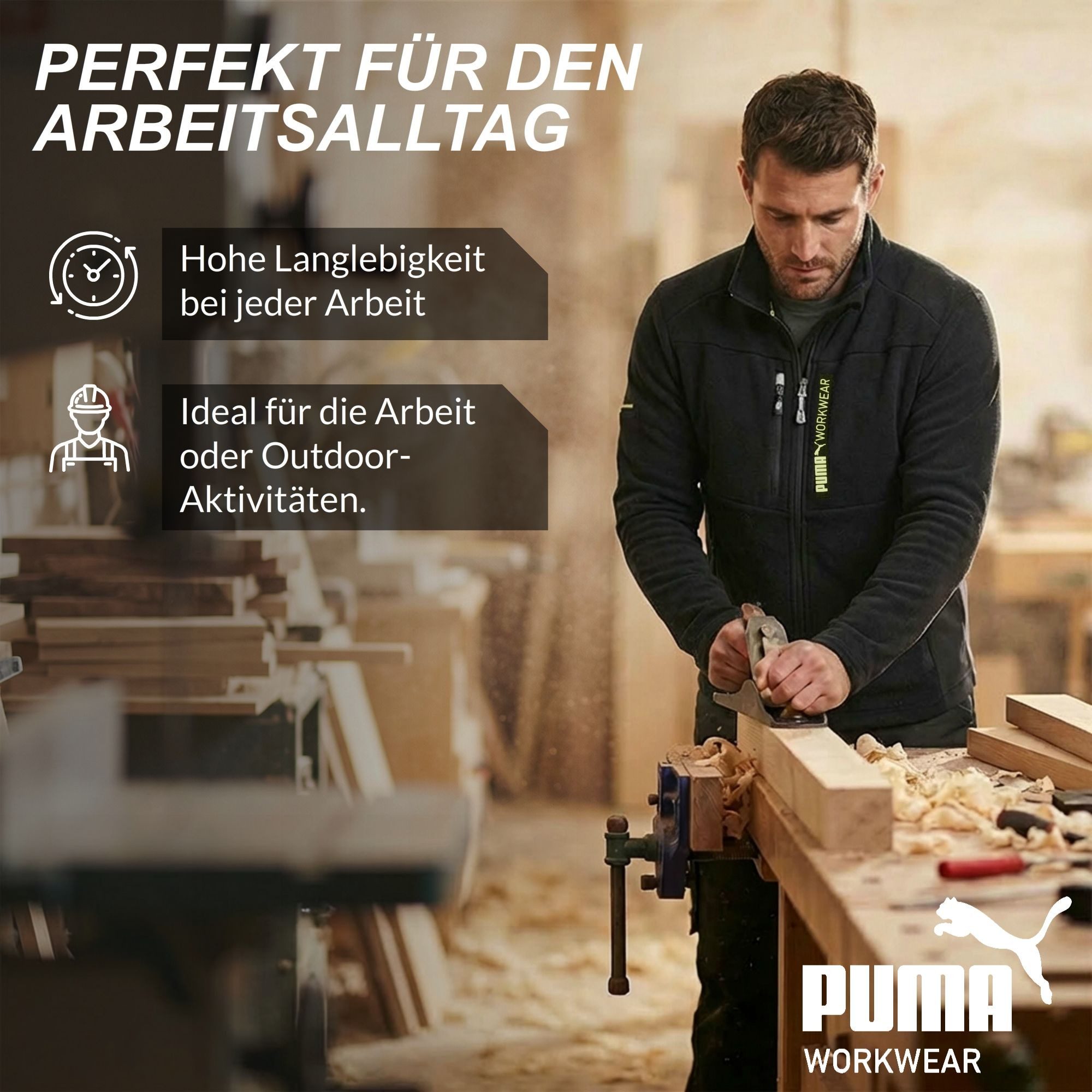 PUMA Workwear Fleecejacke Strickfleecejacke mit Stehkragen, verlängertes Rückenteil – Bild 5 von 5