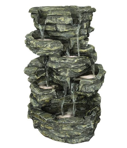 Dehner Gartenbrunnen »Rocky mit LED, 60 x 39.5 x 32.5 cm, Polyresin«