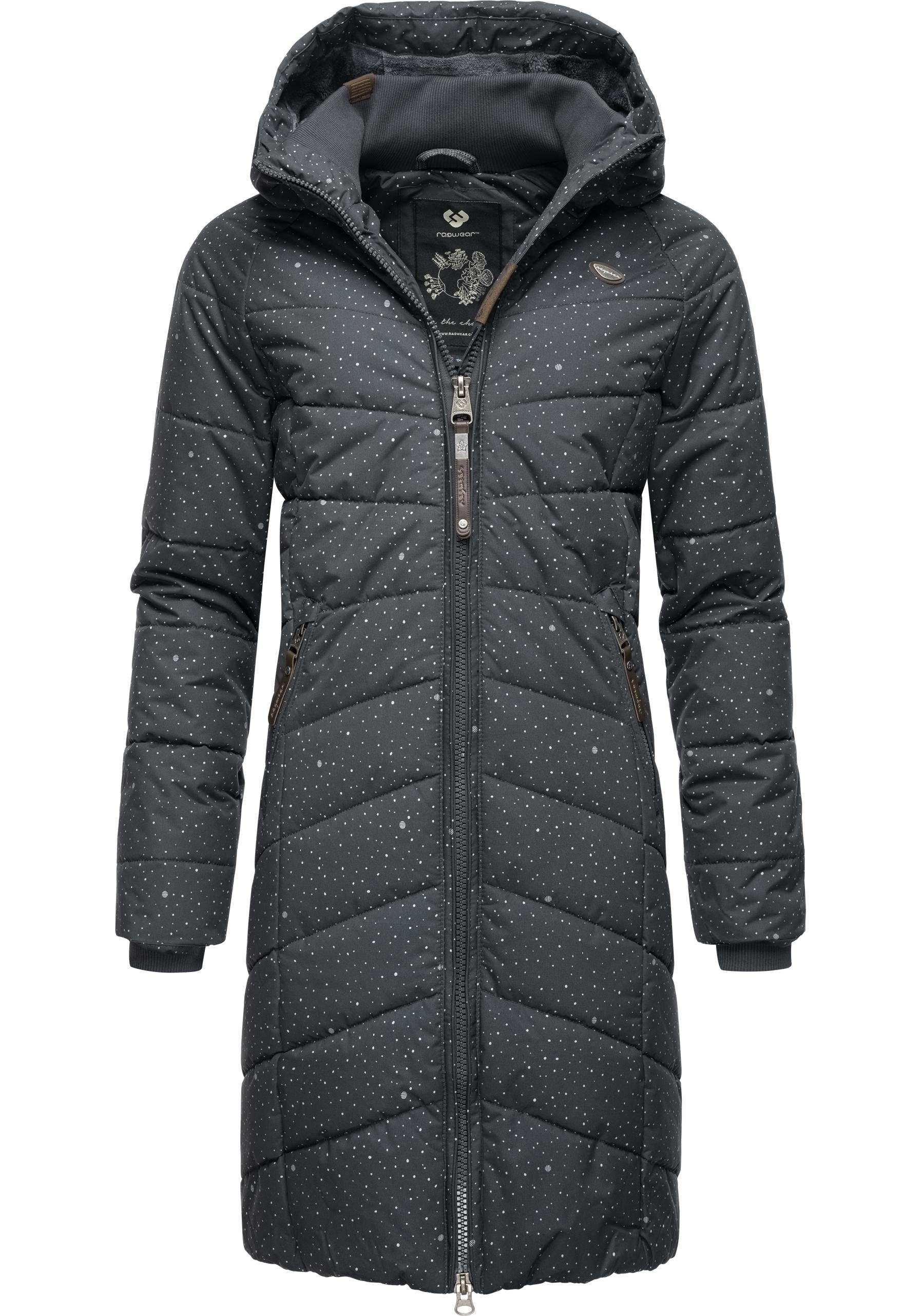 Ragwear Steppmantel Print Winterparka stylischer, gesteppter dunkelgrau Coat mit Kapuze Dizzie