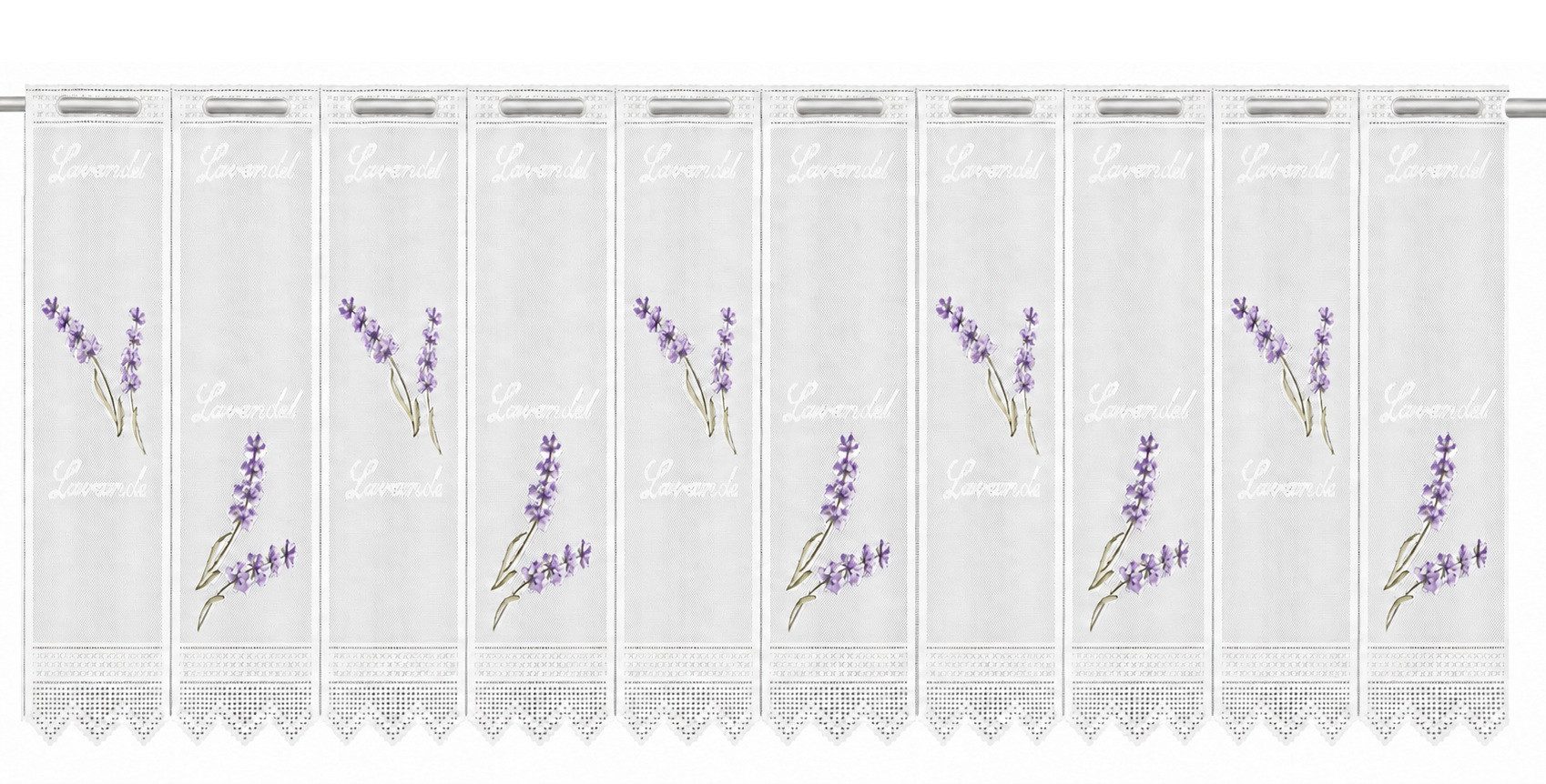 WILLKOMMEN ZUHAUSE by ALBANI GROUP Scheibengardine Scheibengardine Lavendel, HxB 45x150cm, lila, (1 St), Ösen, transparent