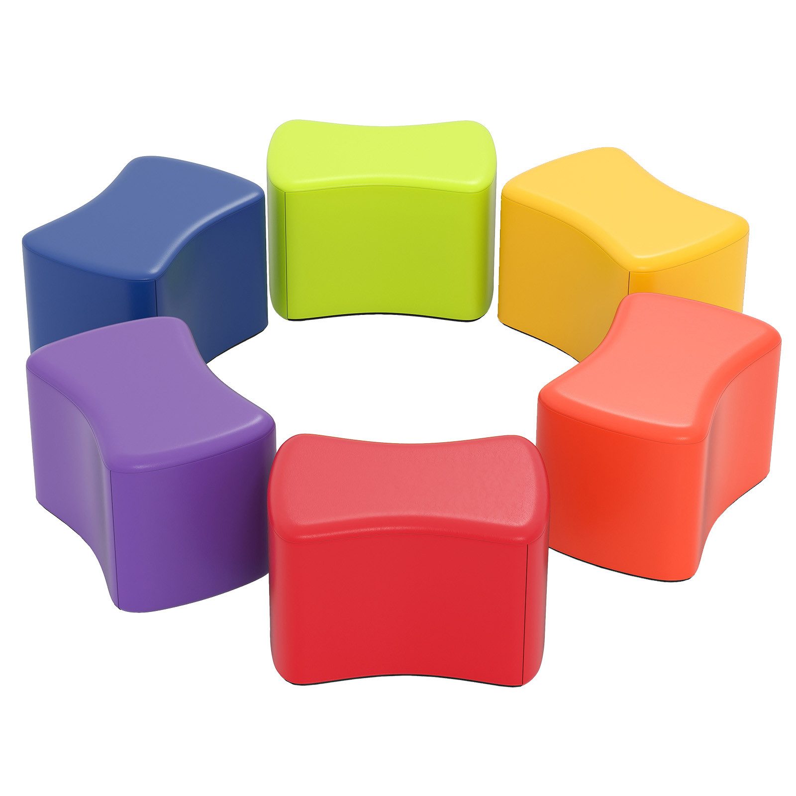 COSTWAY Kindersitzgruppe, (6-tlg), Modulare Hocker mit abnehmbarem Bezug