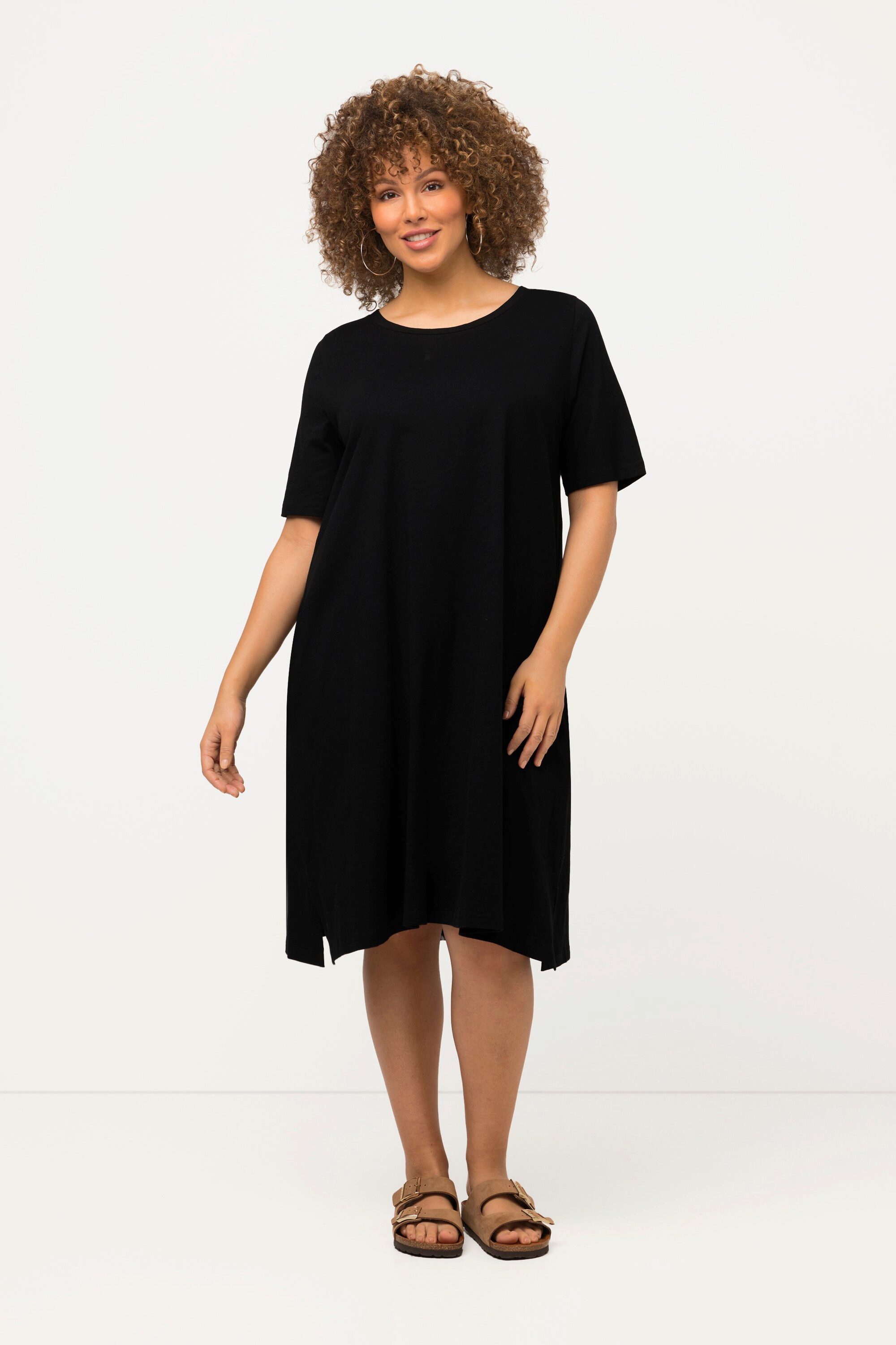 Ulla Popken Jerseykleid Jerseykleid A-Linie Rundhals günstig online kaufen