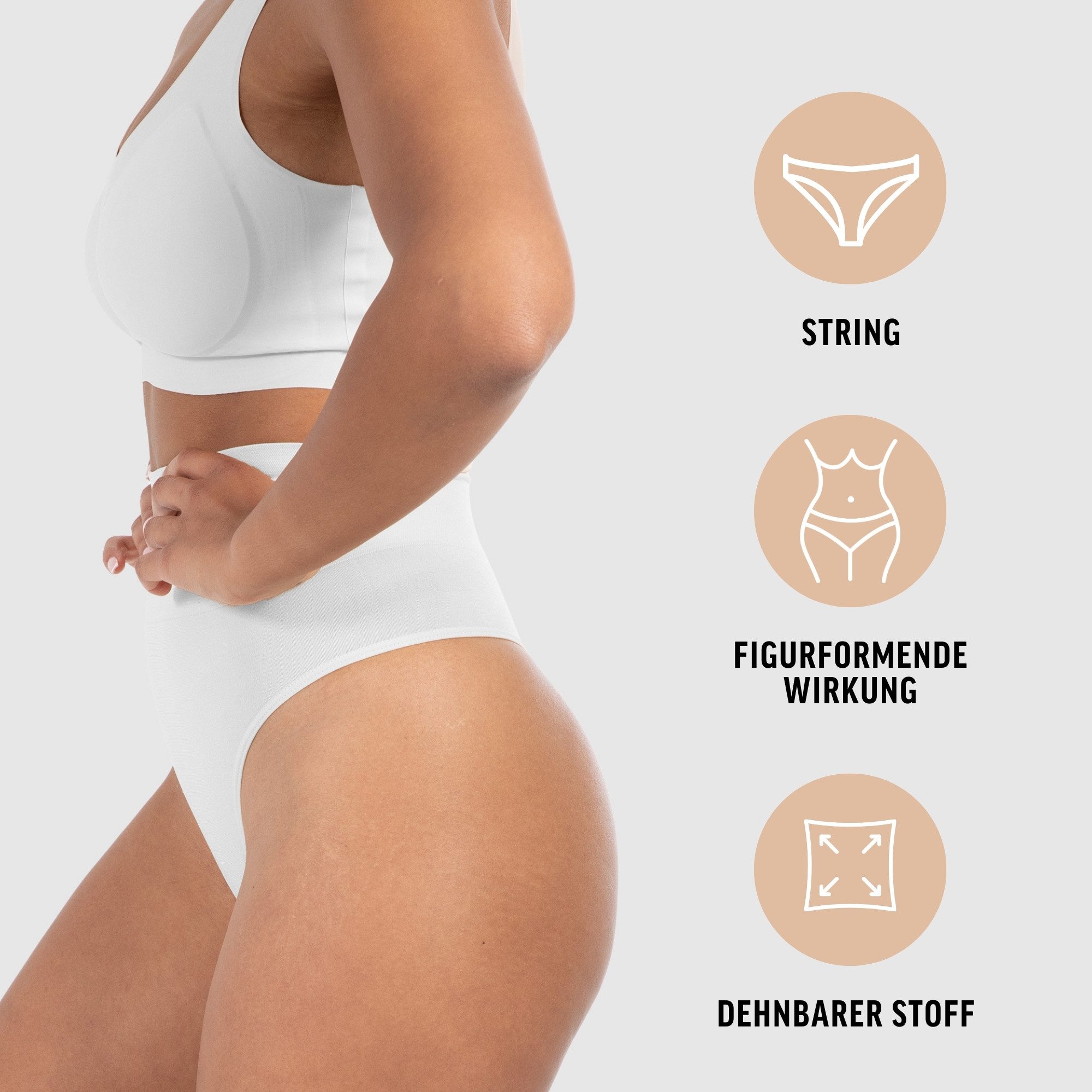 Smilodox String Nysa, Mid Waist Miederslip Shaping Tanga, Formende Shapewear Figurformende Miederhose, Seamless Unterwäsche Unterhose