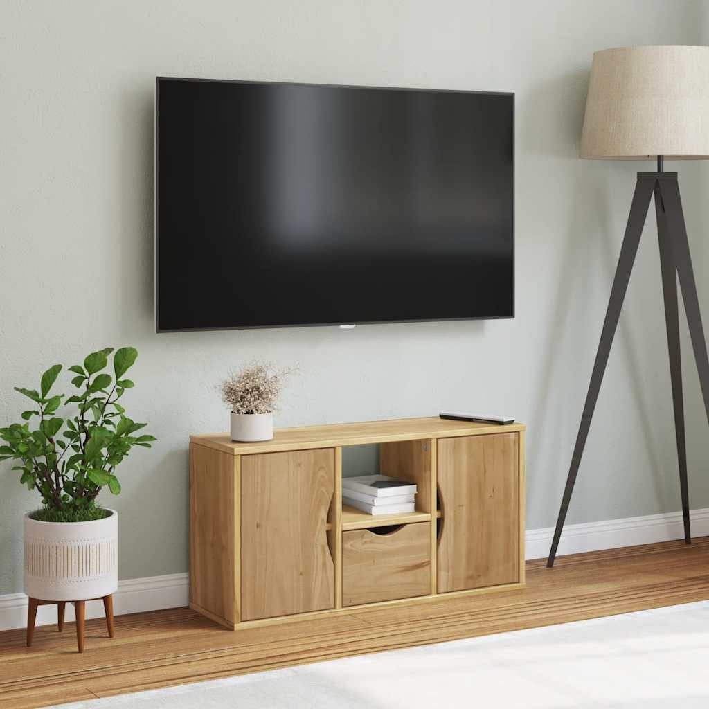 vidaXL TV-Schrank TV-Schrank mit Schublade ODDA 79x24x40 cm Massivholz Kiefer (1-St)
