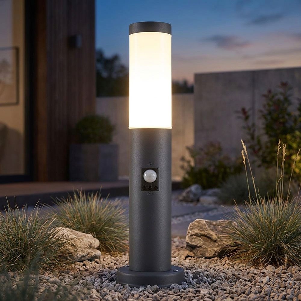 GLOBO LIGHTING LED Außen-Stehlampe, Leuchtmittel inklusive, Warmweiß, LED Außen Stehleuchte Gartenlampe Sockelleuchte mit Bewegungsmelder