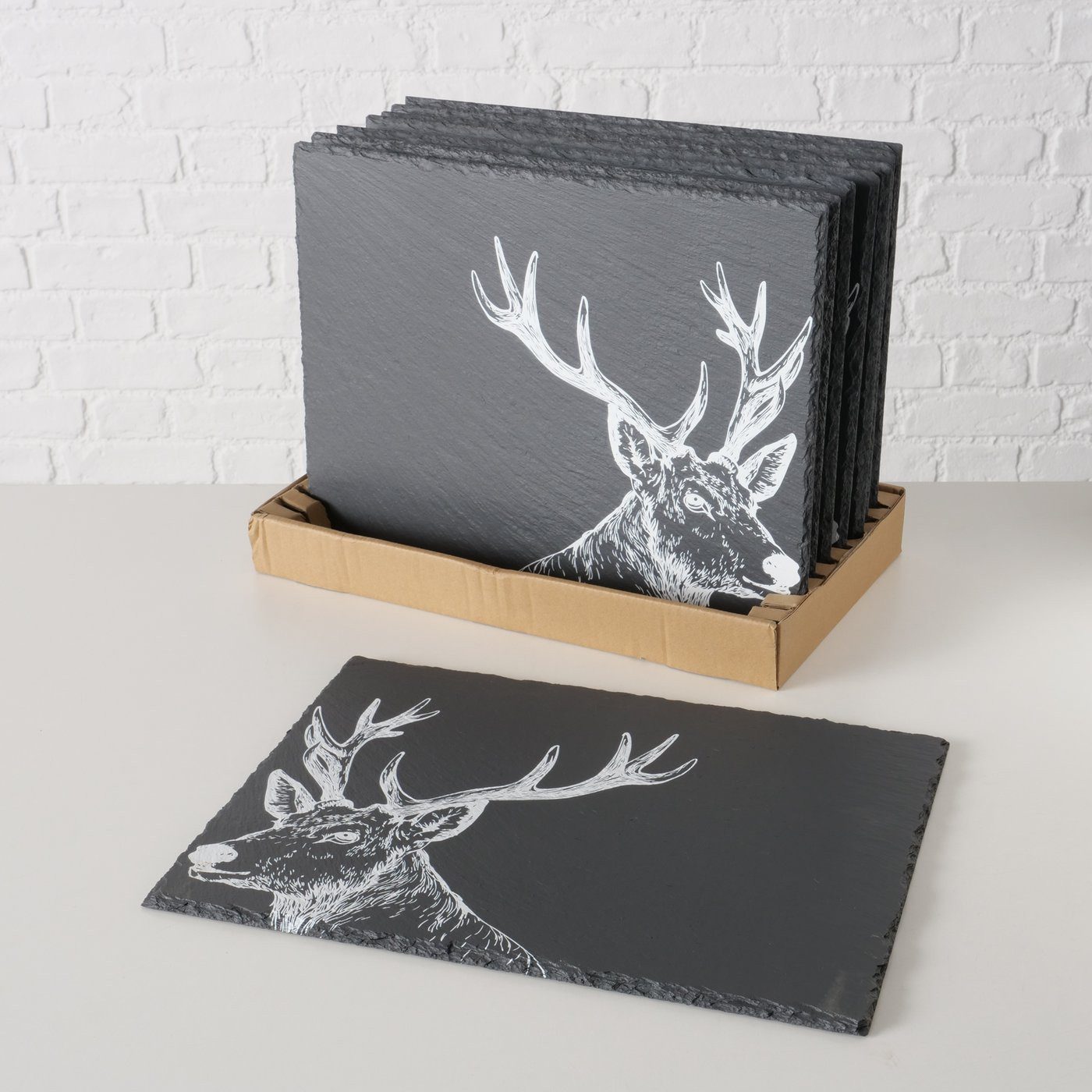 BOLTZE Platzset 2er Schiefer-Tischset St. Moritz mit Hirsch Landhausstil, A günstig online kaufen