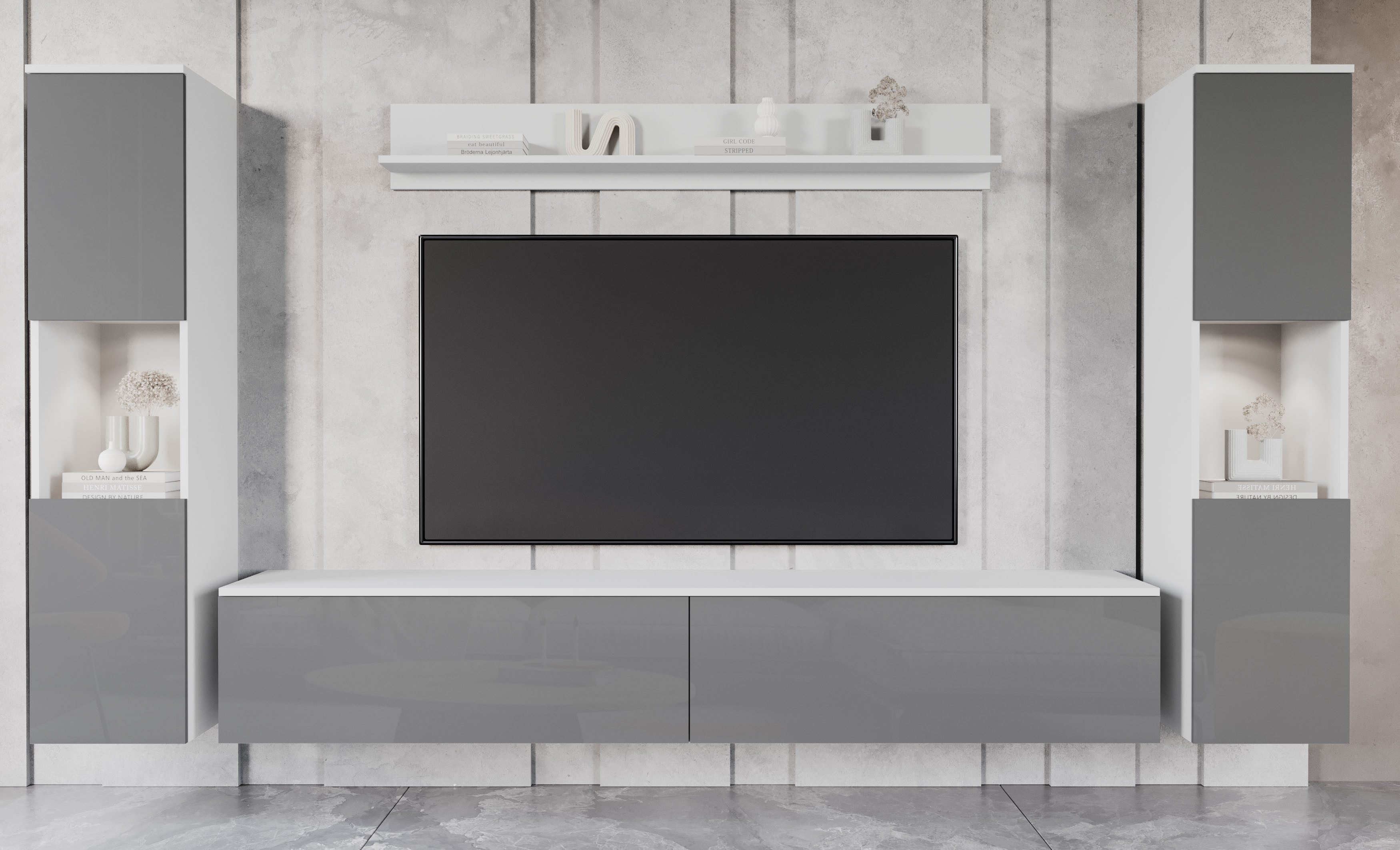 INOSIGN Wohnwand PARIS, Vitrine Türanschlag links/rechts wechselbar, (Kompl günstig online kaufen