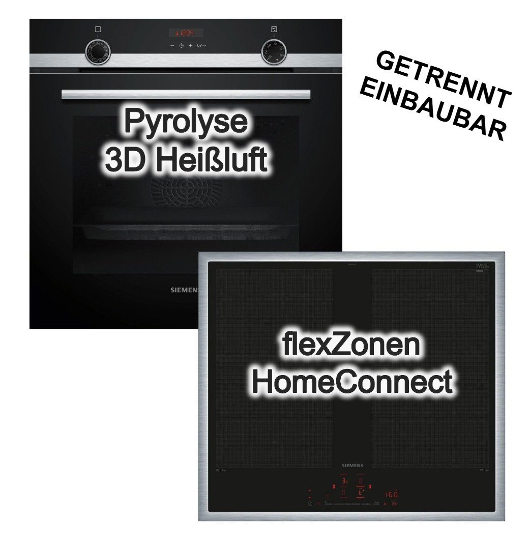 Midea Backofen-Set Pyrolyse Teleskopauszug + Bosch Elektrokochfeld Boost Zweikreis 60 cm, mit 1-fach Teilauszug, Pyrolyse-Selbstreinigung