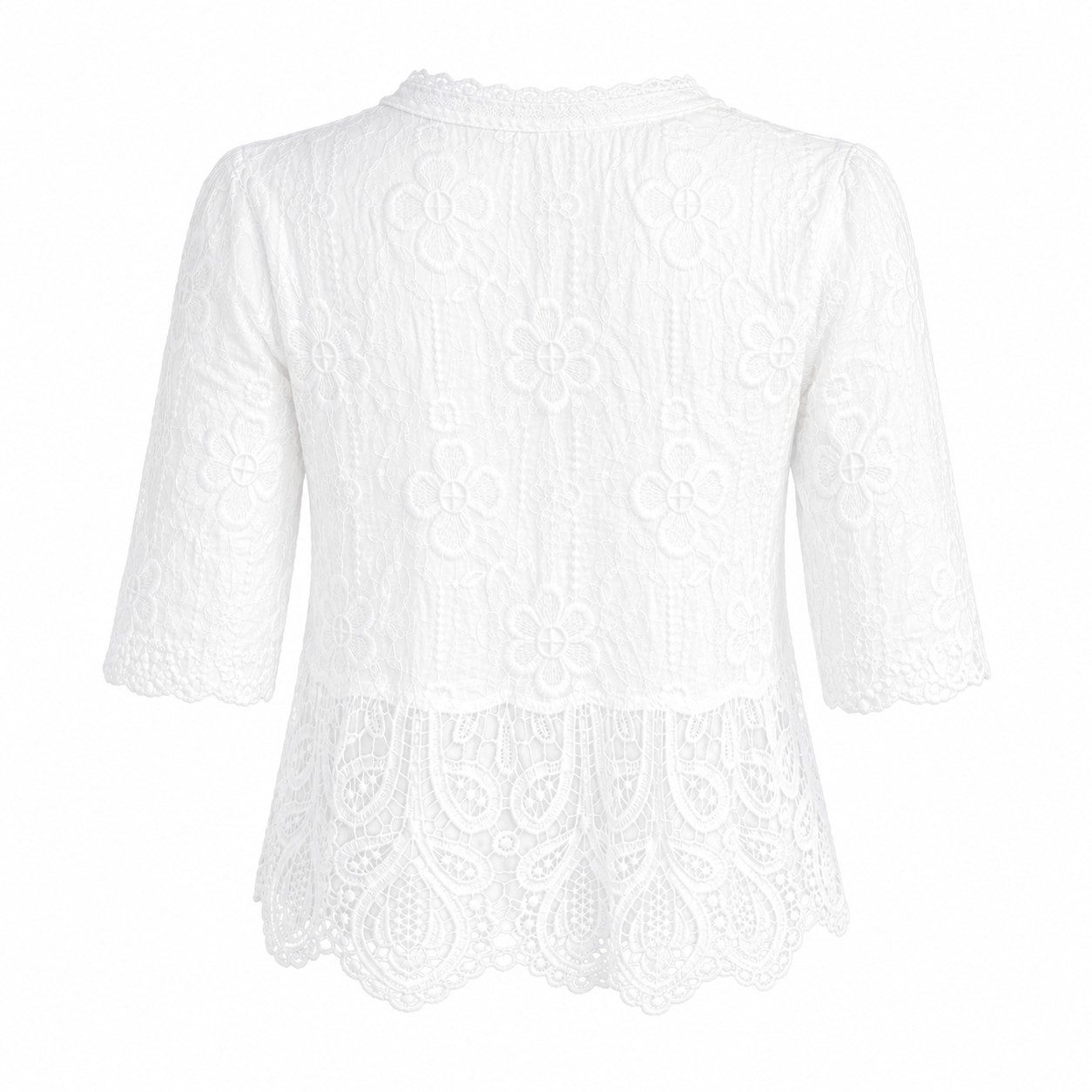 Mississhop Shirtbluse Damen Bluse 100 % Baumwolle – Lochstickerei, Stickerei, S/M