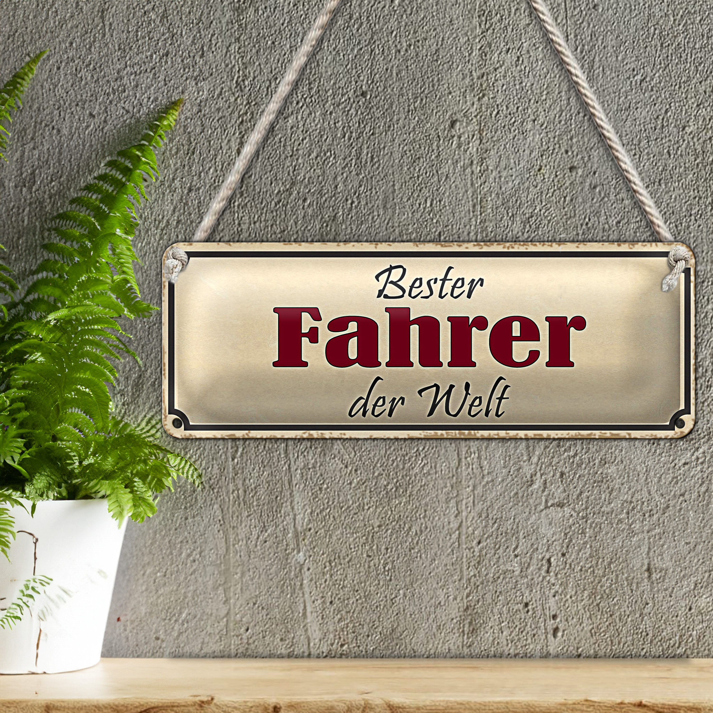 Roomando Metallschild Blechschild Spruch 27x10cm bester Fahrer der Welt Dekoration