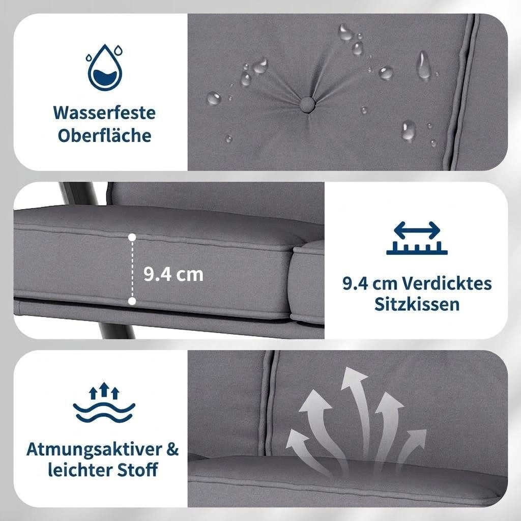 GarveeMore Hollywoodschaukel 2-Sitzer mit Sonnendach und Getränkehaltern Gartenschaukel bis 280kg – Bild 4 von 5