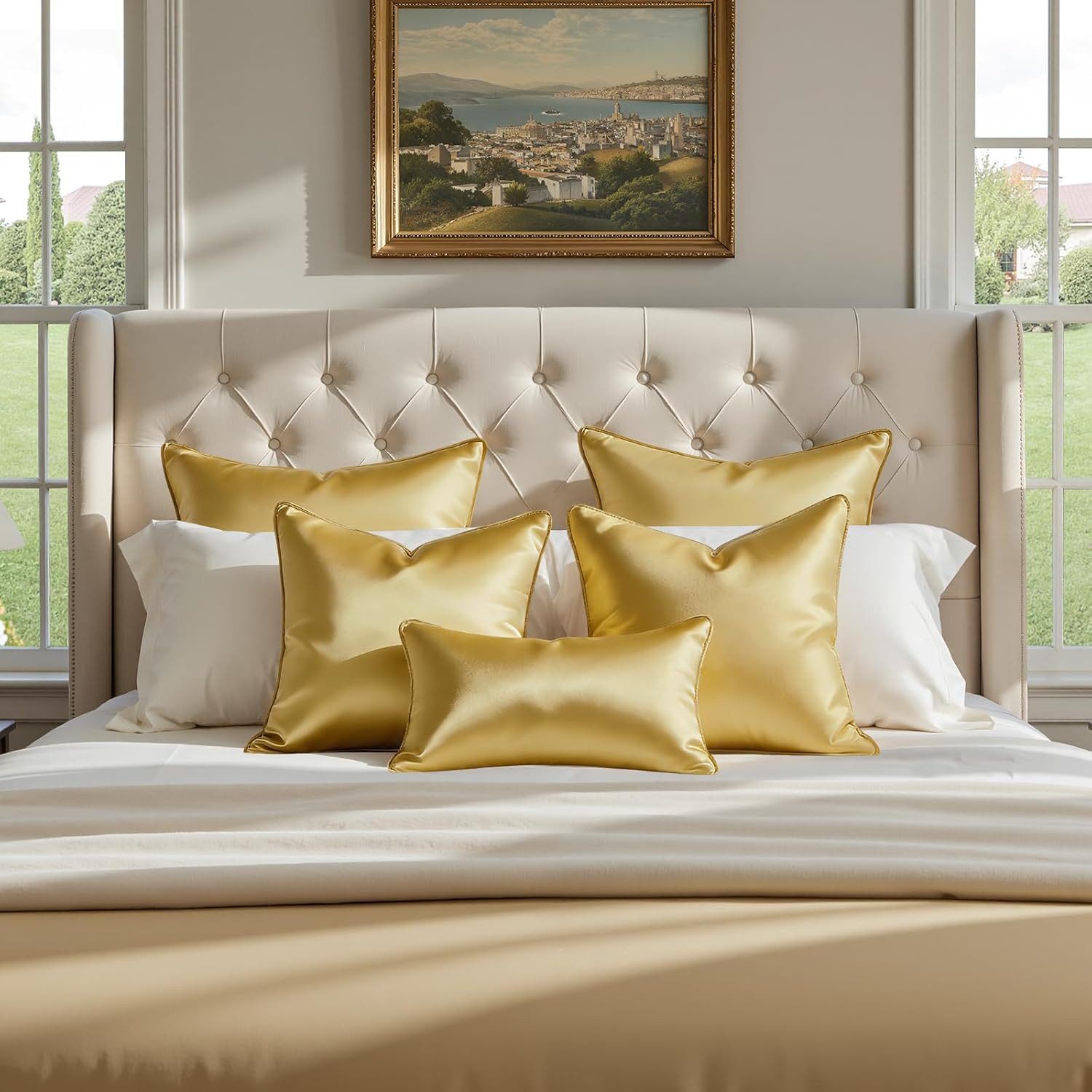 BYSURE Kissenbezüge Goldene Dekokissenbezüge, 45 x 45 cm, (2 Stück), Kissenbezüge für Couch, Sofa, Bett, luxuriöse Sommerkissenbezüge