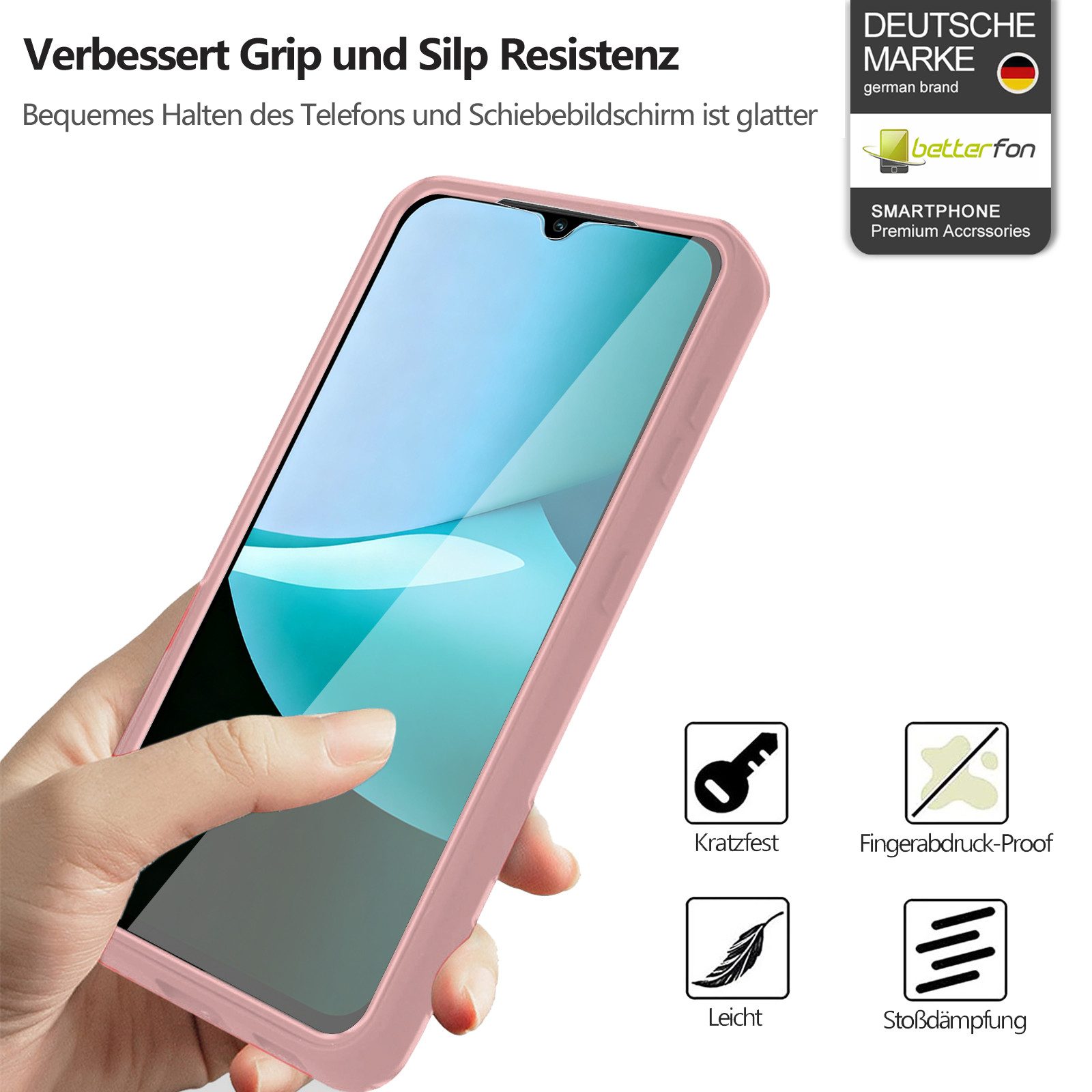 betterfon Handyhülle für Xiaomi Redmi 15C 2-teiliges 360° TPU Schutzcase, Vollschutz Case mit integriertem Displayschutz und klarer Sicht