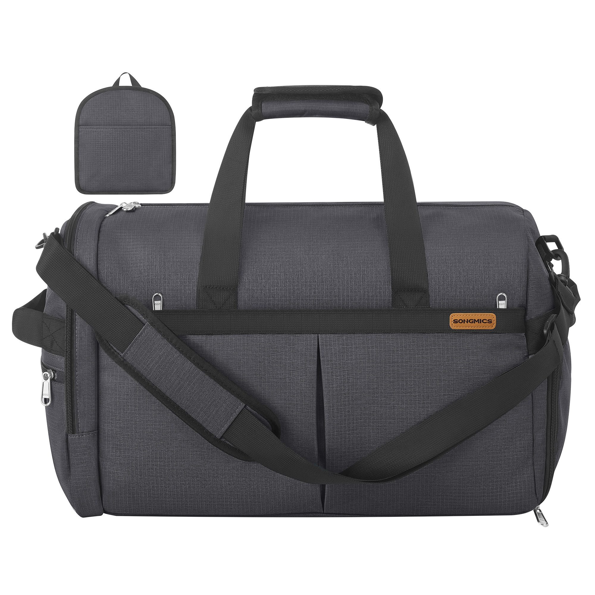 SONGMICS Reisetasche Handgepäck-Tasche, Sporttasche, faltbar mit Schuhfach und Nassfach, 50 L, 55 x 35 x 25 cm, Grau