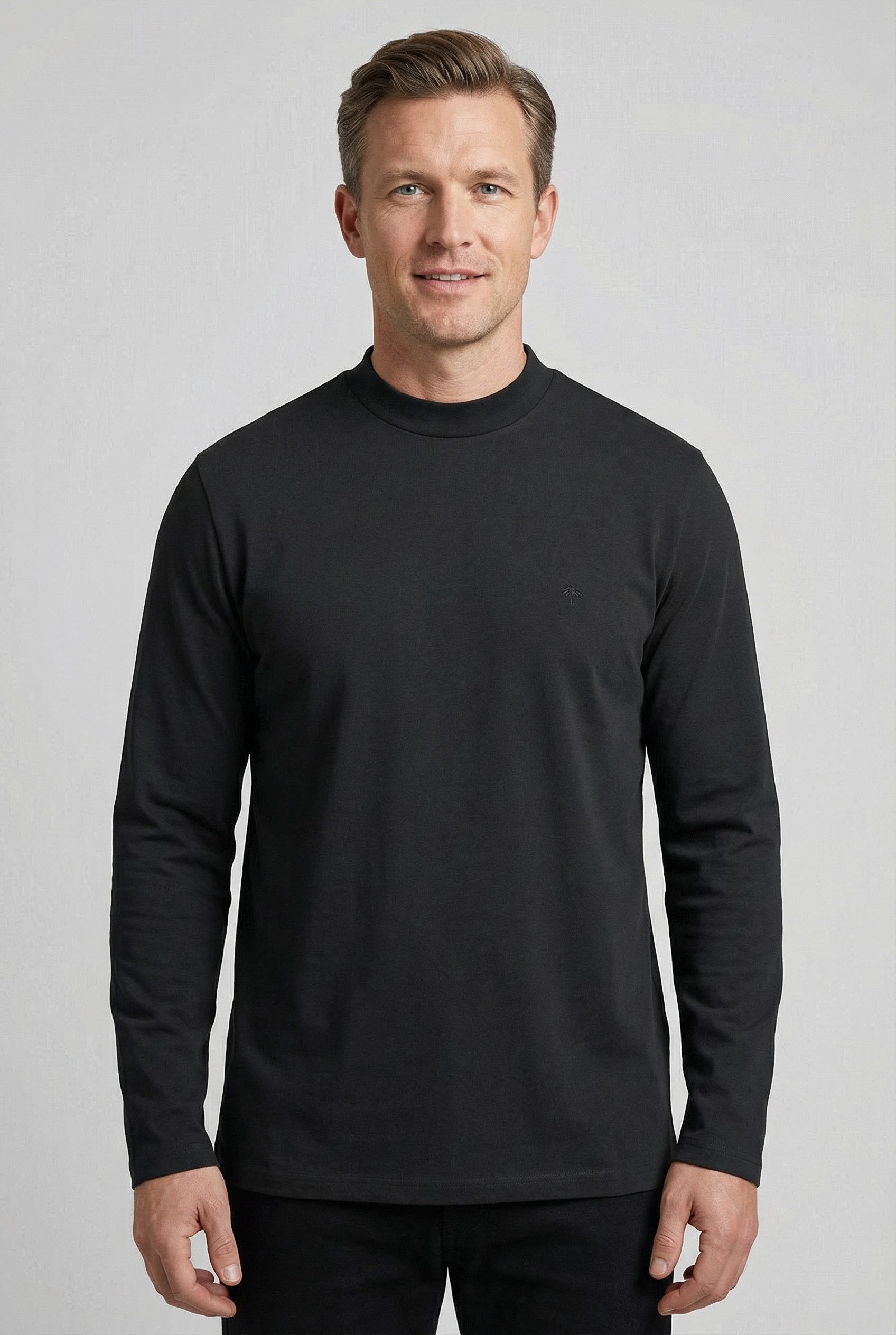 FYNCH-HATTON Langarmshirt gerade Passform, aus Baumwolle, unifarben, mit Logo-Stickerei