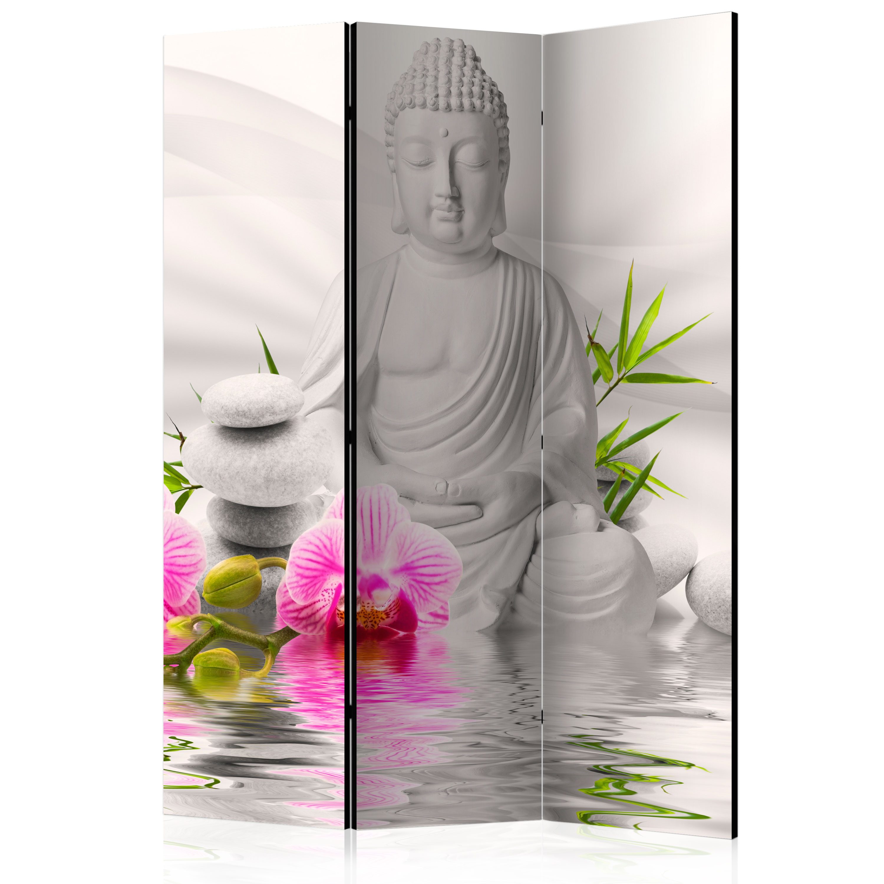 Muralo Paravent Parawan Budda I Orchidee [Room Dividers] 135x172 (Packung, 1 St., 135x172 cm), 3 Varianten, für das Schlafzimmer, das Wohnzimmer