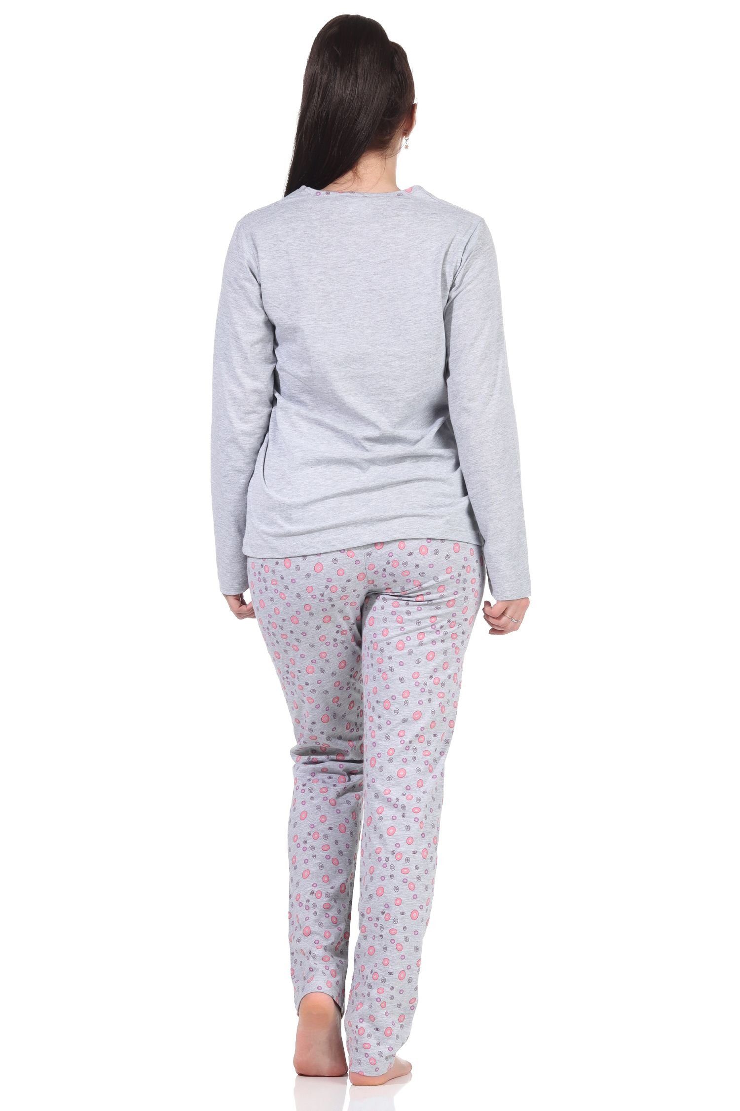 Wäsche/Bademode Pyjamas RELAX by Normann Pyjama Damen langarm Schlafanzug Pyjama mit Schmetterlingen als Motiv - 112 201 10 714