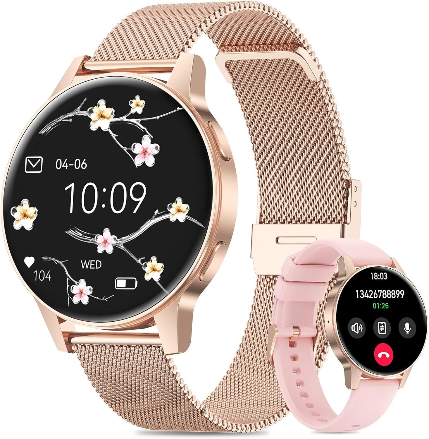 Miecgth I180 Smartwatch (3,2 cm, android ios), Elegante Damen Smartwatch mit Sprachassistent 120 Sportmodi