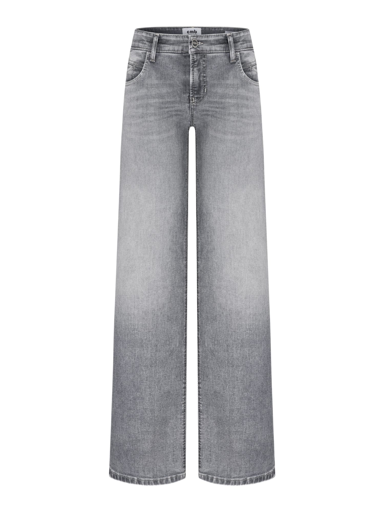 Cambio Stretch-Hose grau, Casual, Baumwolle, Unifarben, Straight Leg, Mittel