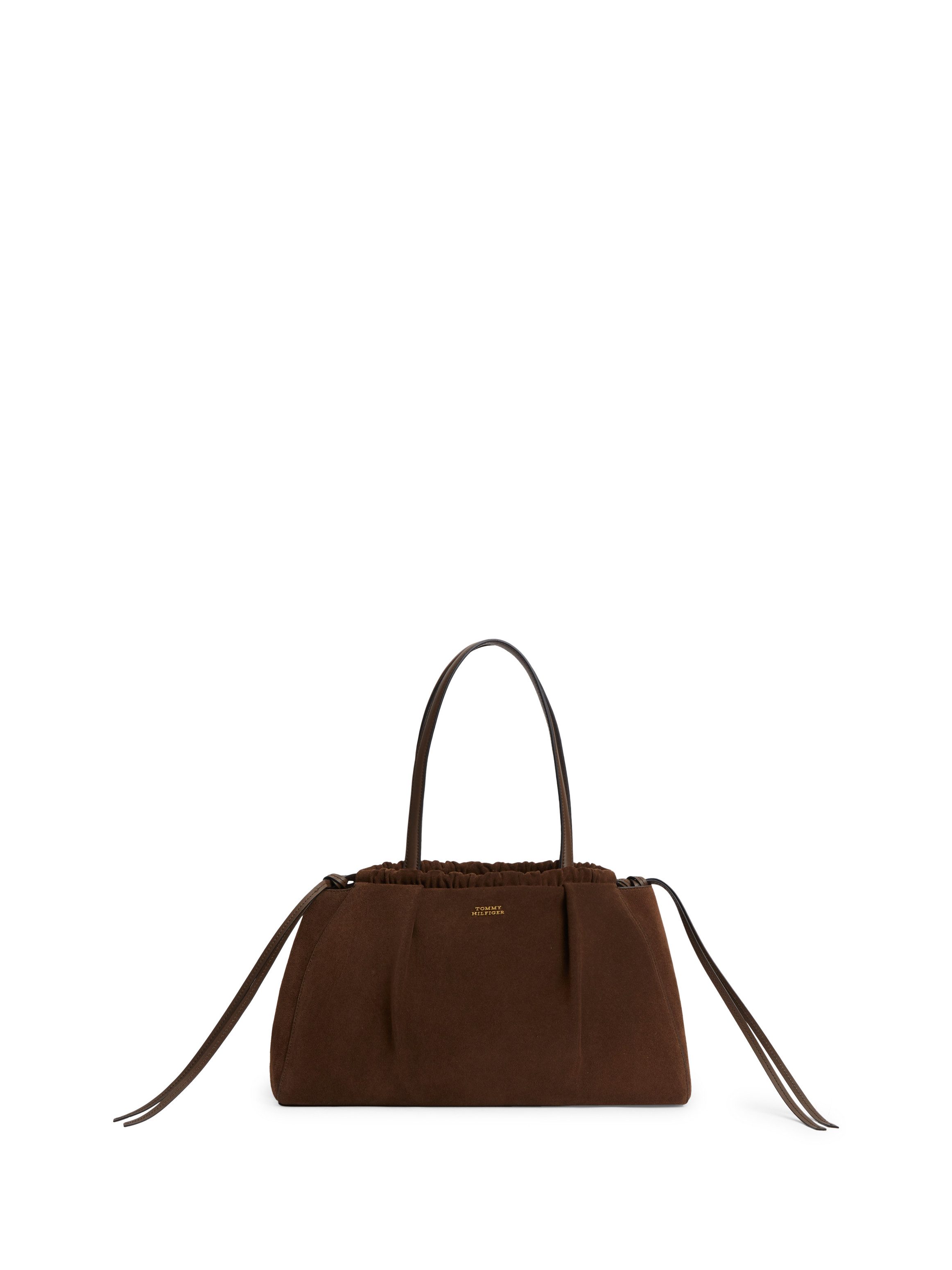 Tommy Hilfiger Hobo SOFT LEATHER HOBO SUEDE, Damen Handtasche, Schultertasche mit Kordelzug