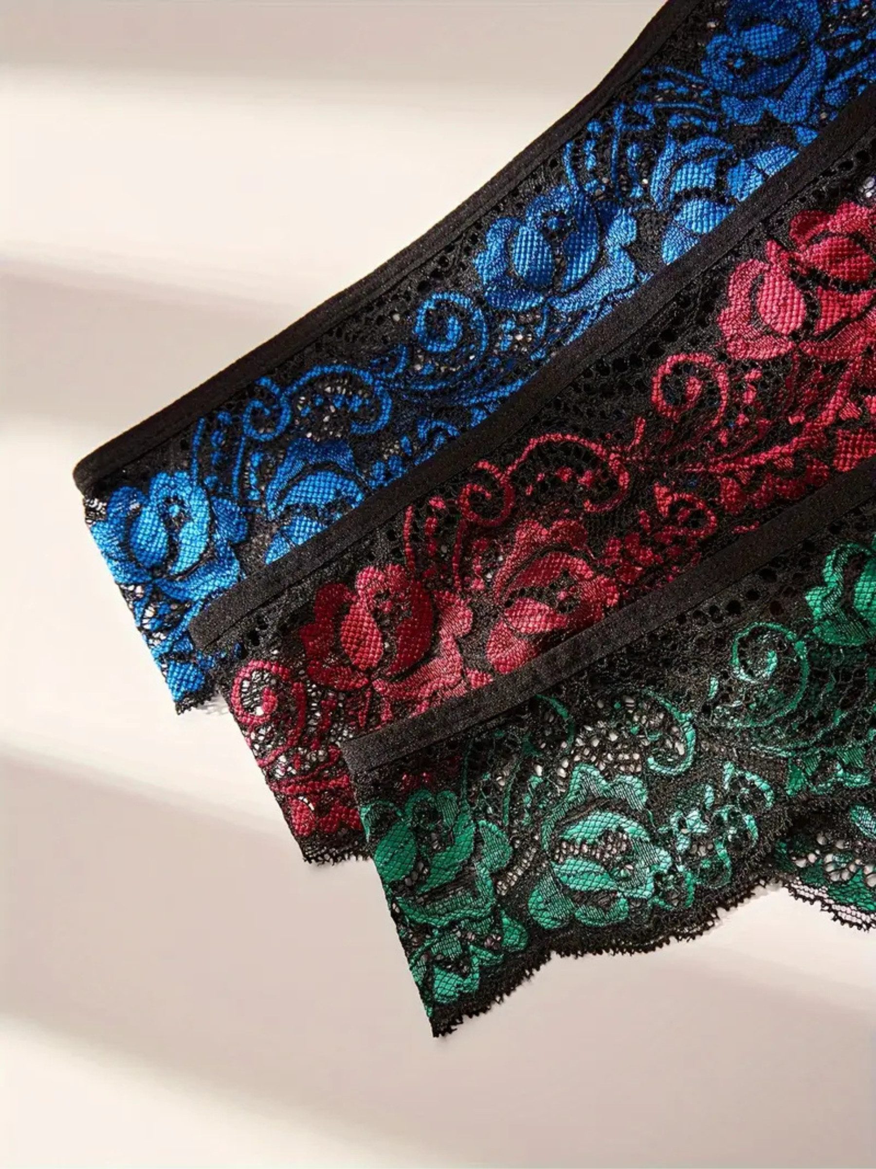 Elegant Love Slip-Ouvert Tanga mit offenem Schritt, Unterwäsche aus Spitze (3-St., 3er-Pack) String, sinnliche Reizwäsche, Unterhosen für Damen, elegante Pantys